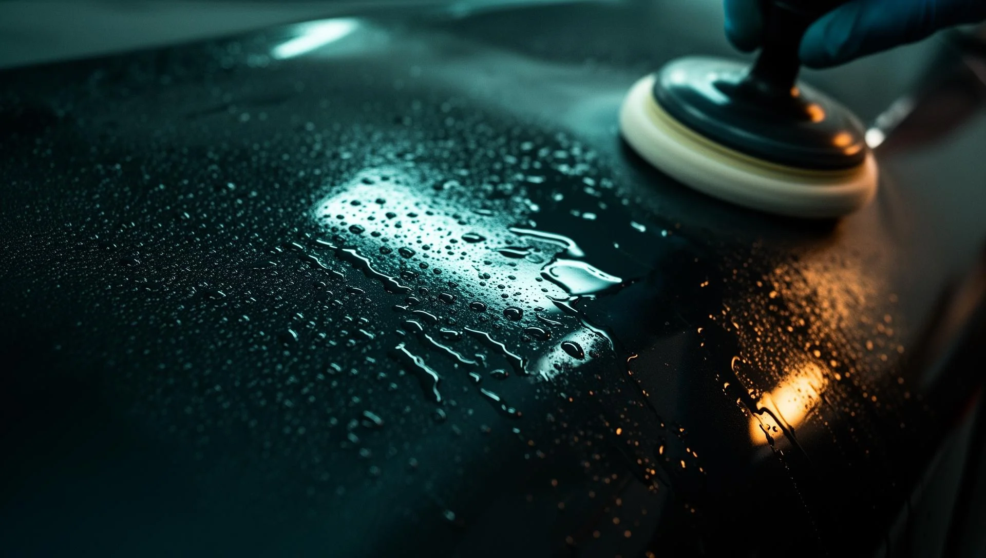 Ceramic coating application with water beading on dark paint